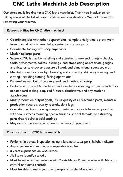 duties of a cnc supervisor